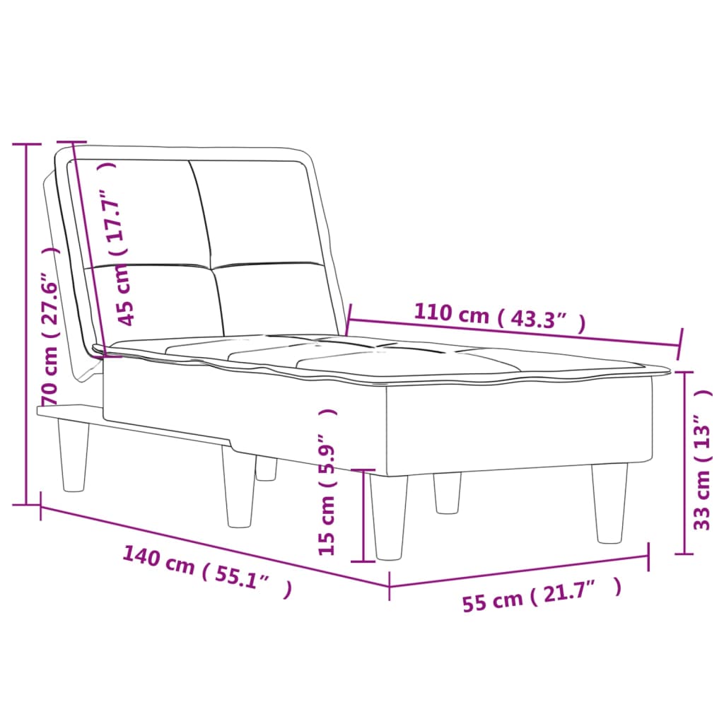 Chaise Longue Fluweel Blauw