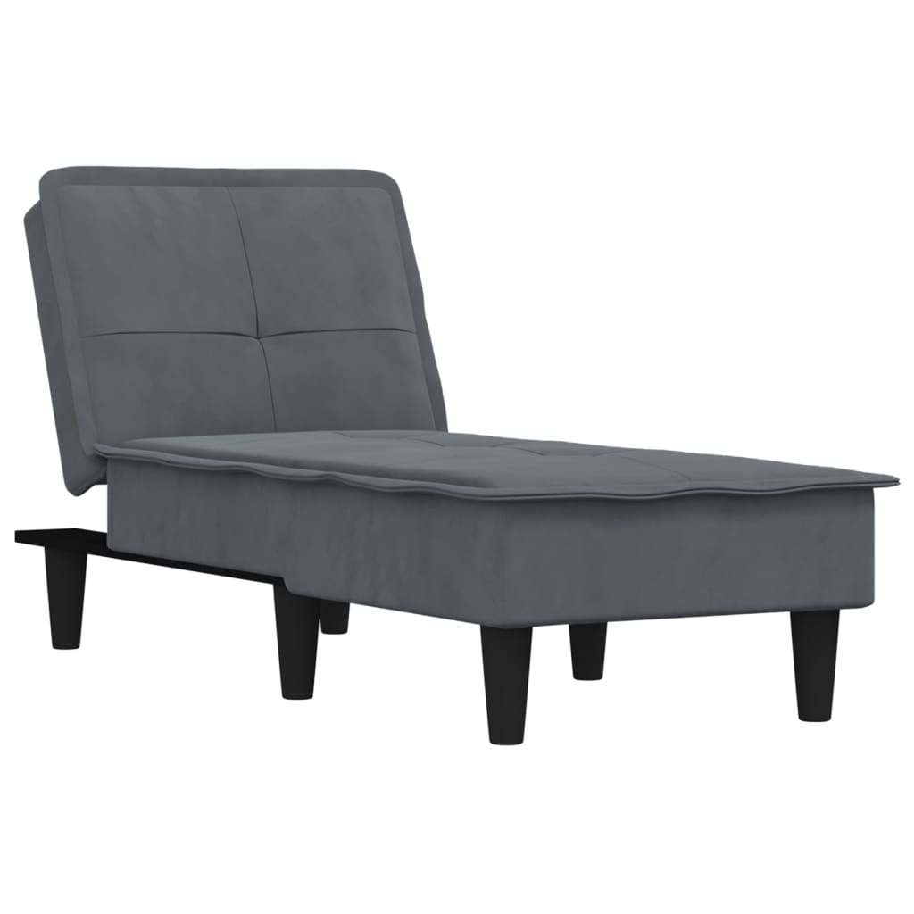 Chaise longue fluweel donkergrijs