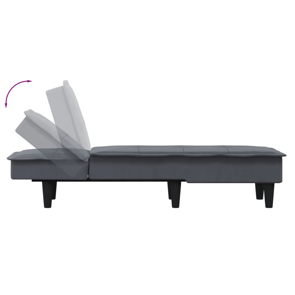 Chaise longue fluweel donkergrijs