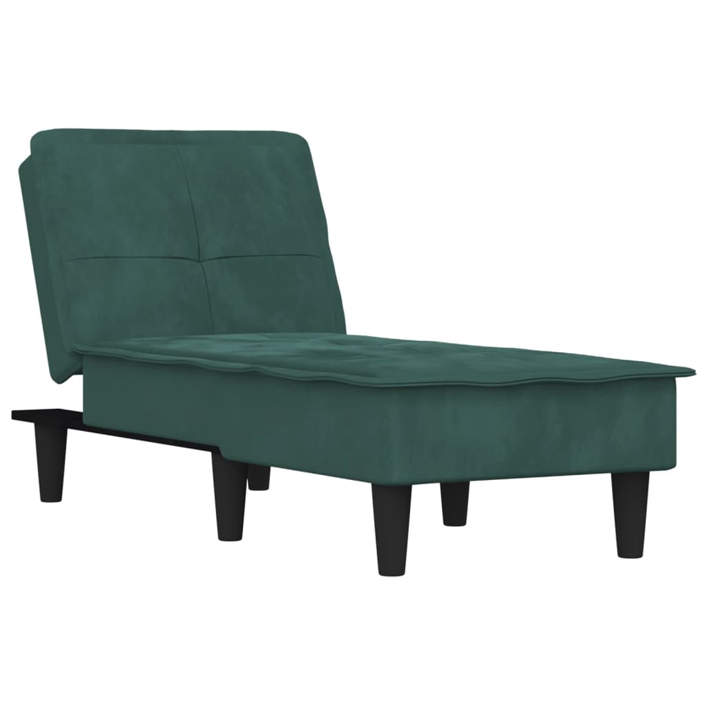 Chaise Longue Fluweel Donkergroen