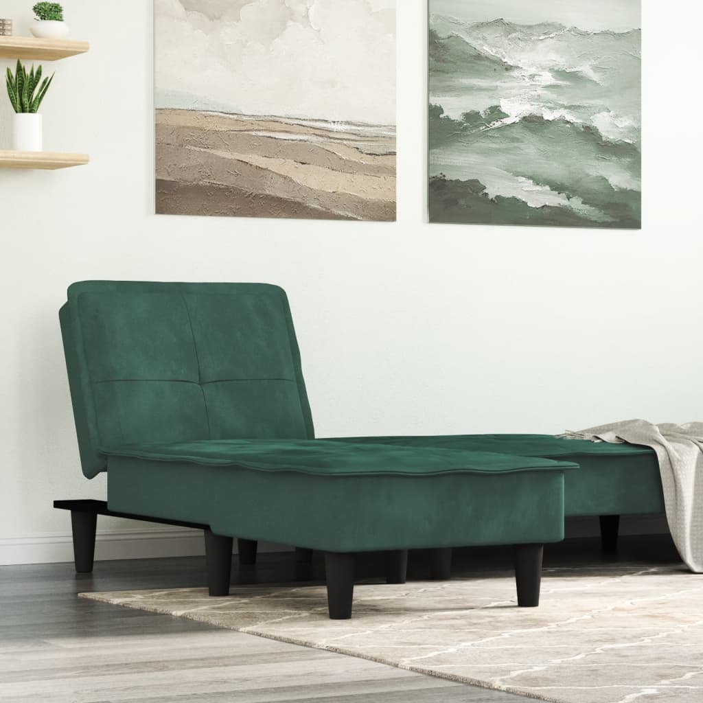 Chaise Longue Fluweel Donkergroen
