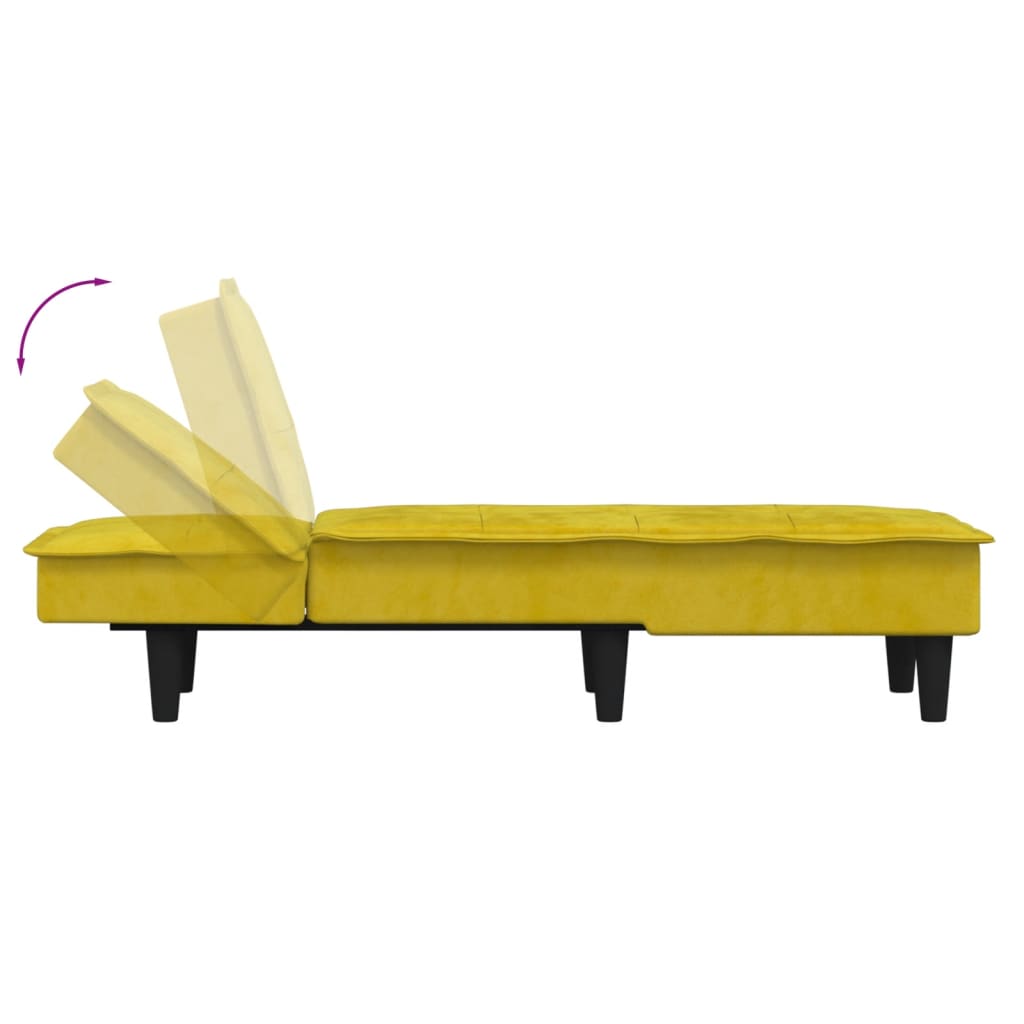 Chaise Longue Fluweel Geel
