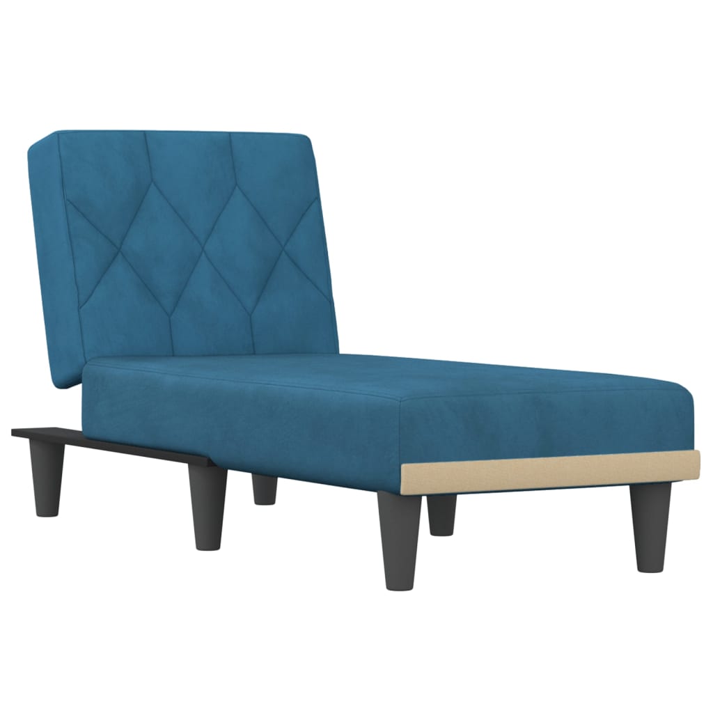 Chaise longue fluweel blauw