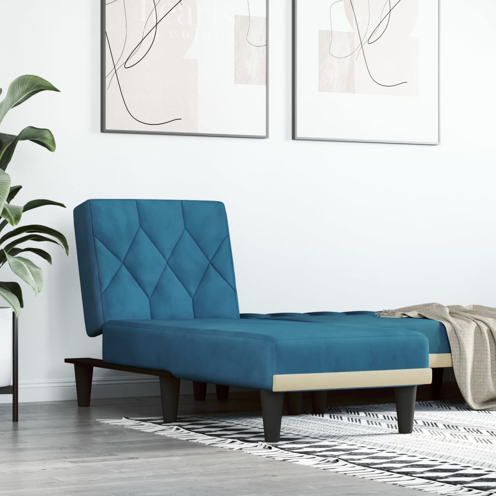 Chaise longue fluweel blauw