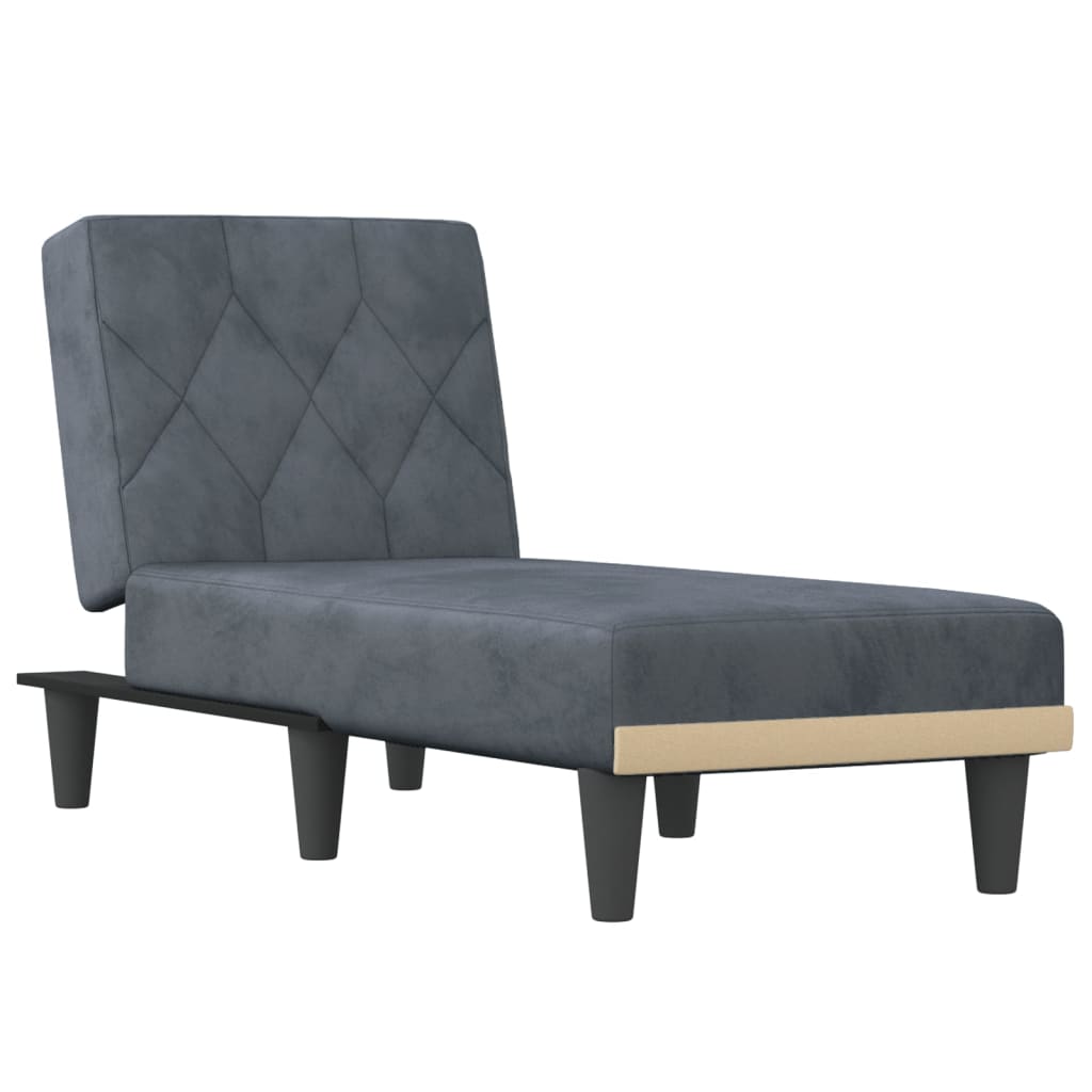 Chaise Longue Fluweel Donkergrijs
