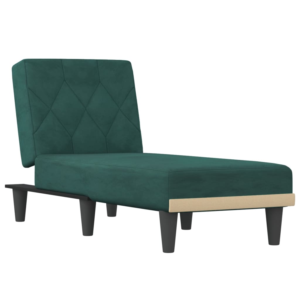 Chaise Longue Fluweel Donkergroen