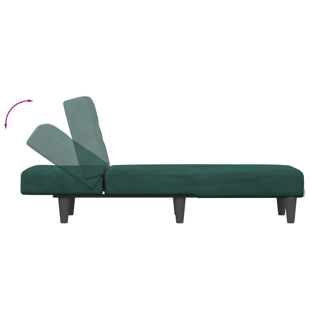 Chaise Longue Fluweel Donkergroen