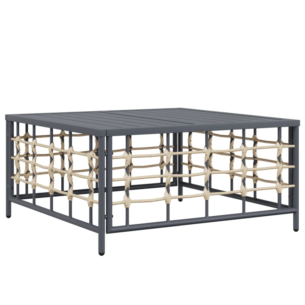 7-Delige Loungeset Met Kussens Poly Rattan Antracietkleurig 1 Beige 2x hoek + 2x midden + 2x voetensteun + Tafel