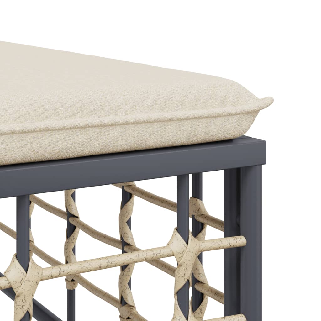 7-Delige Loungeset Met Kussens Poly Rattan Antracietkleurig 1 Beige 2x hoek + 2x midden + 2x voetensteun + Tafel