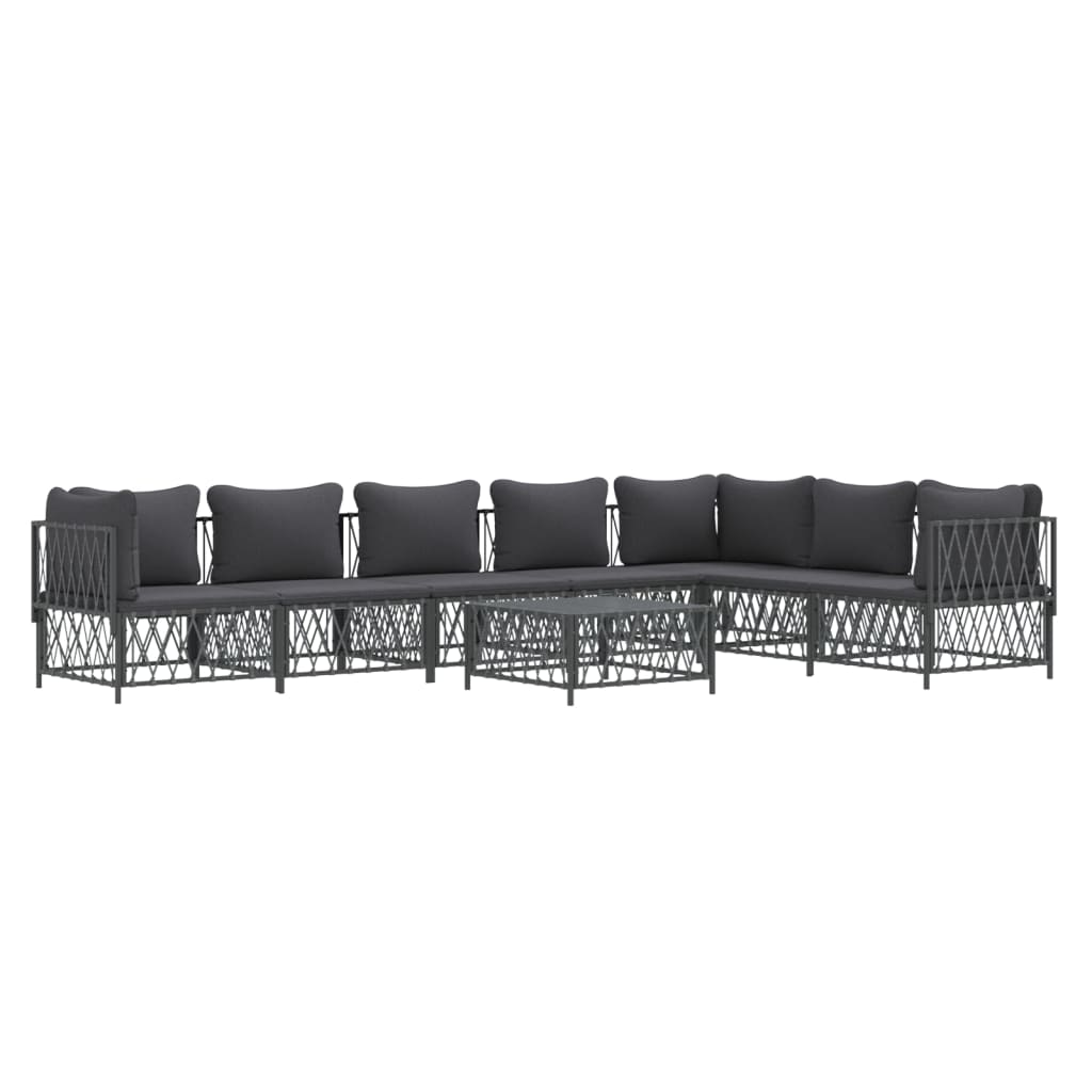 8-Delige Loungeset Met Kussens Staal Antracietkleurig 1 3x hoek + 4x midden + Tafel