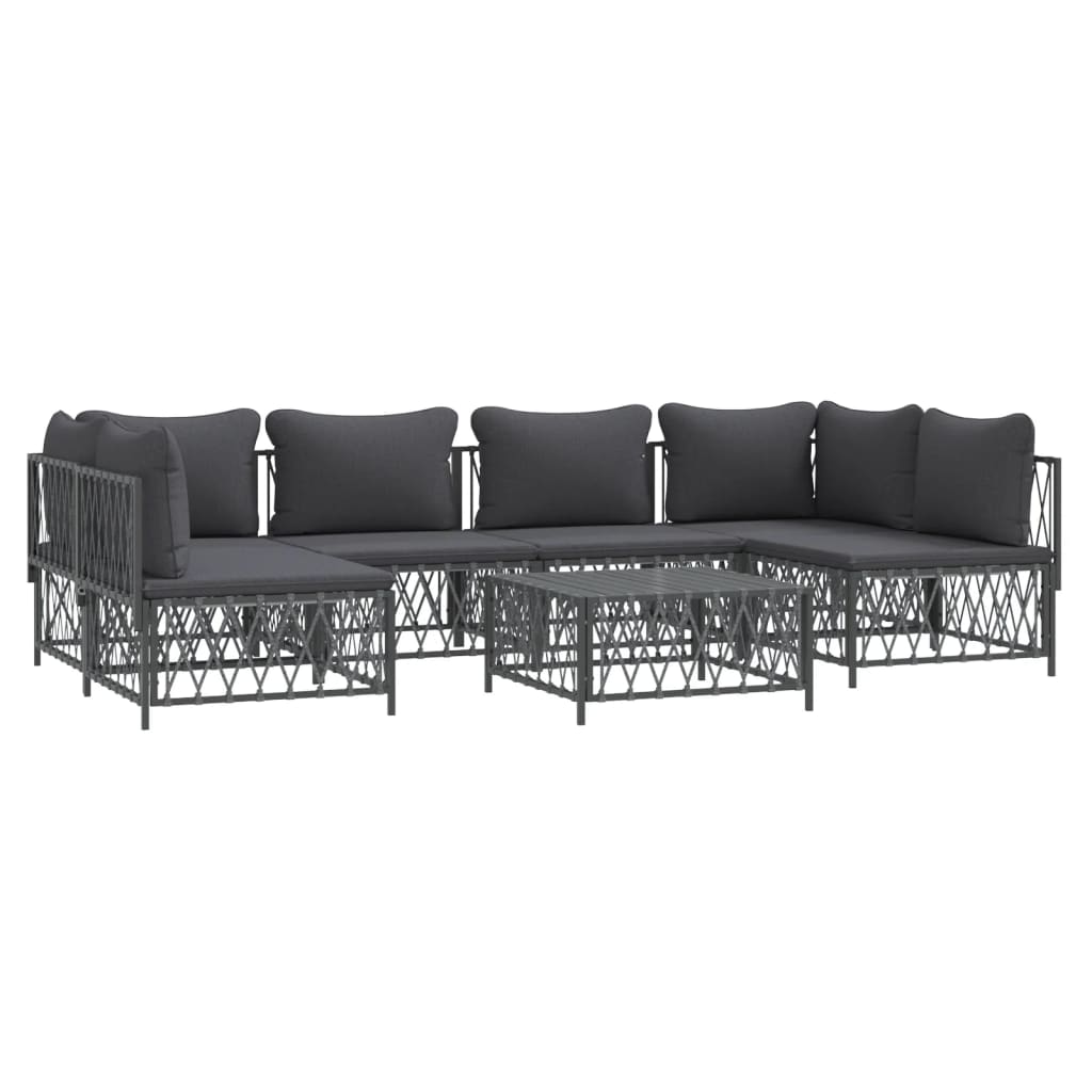 7-Delige Loungeset Met Kussens Staal Antracietkleurig 1 2x hoek + 4x midden + Tafel