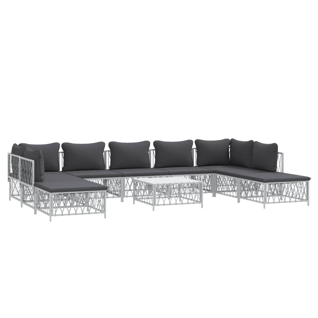 10-Delige Loungeset Met Kussens Staal Wit