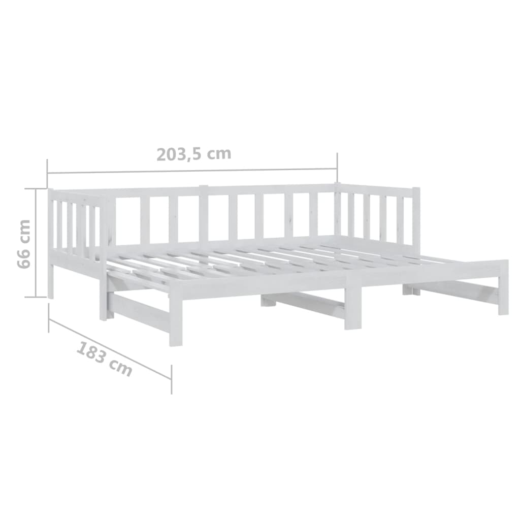 Slaapbank Uitschuifbaar Massief Grenenhout Wit 2X(90X200) Cm 90 x 200 cm