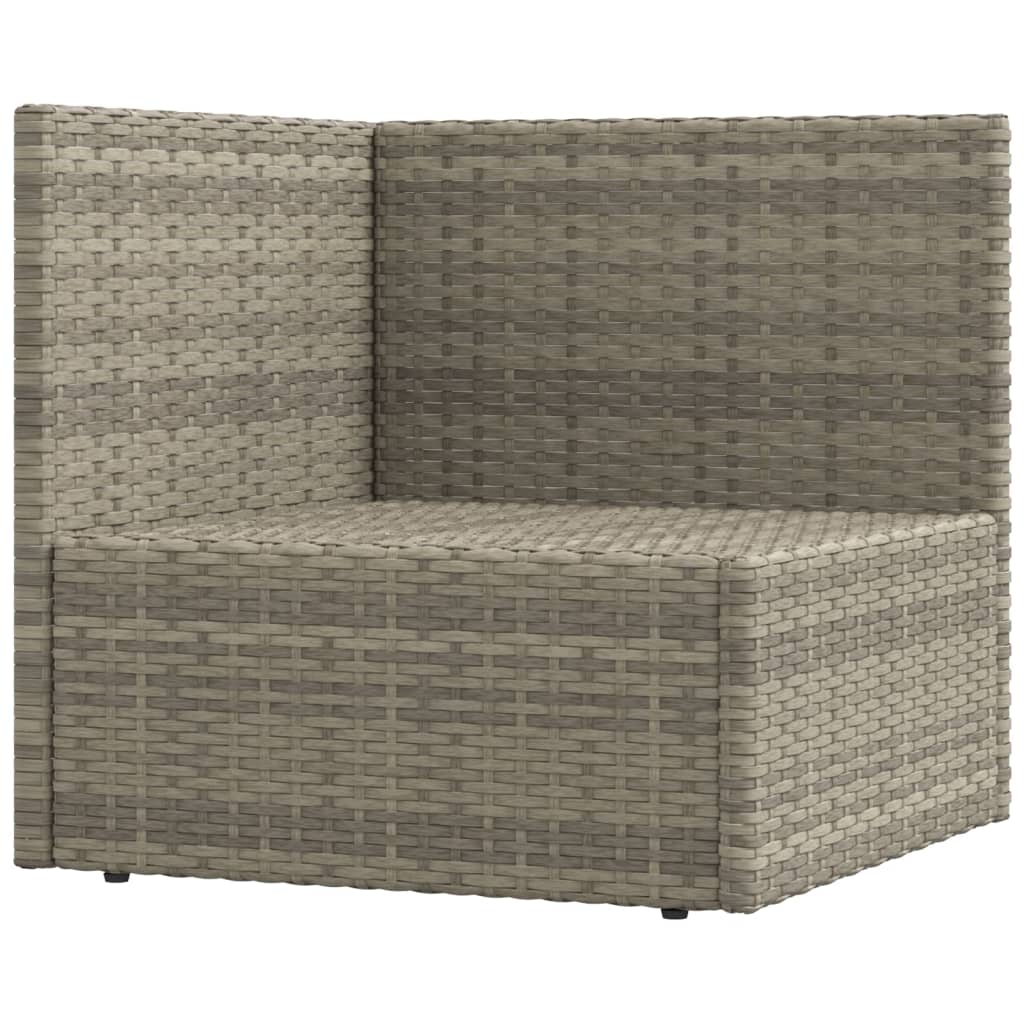 7-Delige Loungeset Met Kussens Poly Rattan Grijs 1 4x corner + 2x middle + footrest