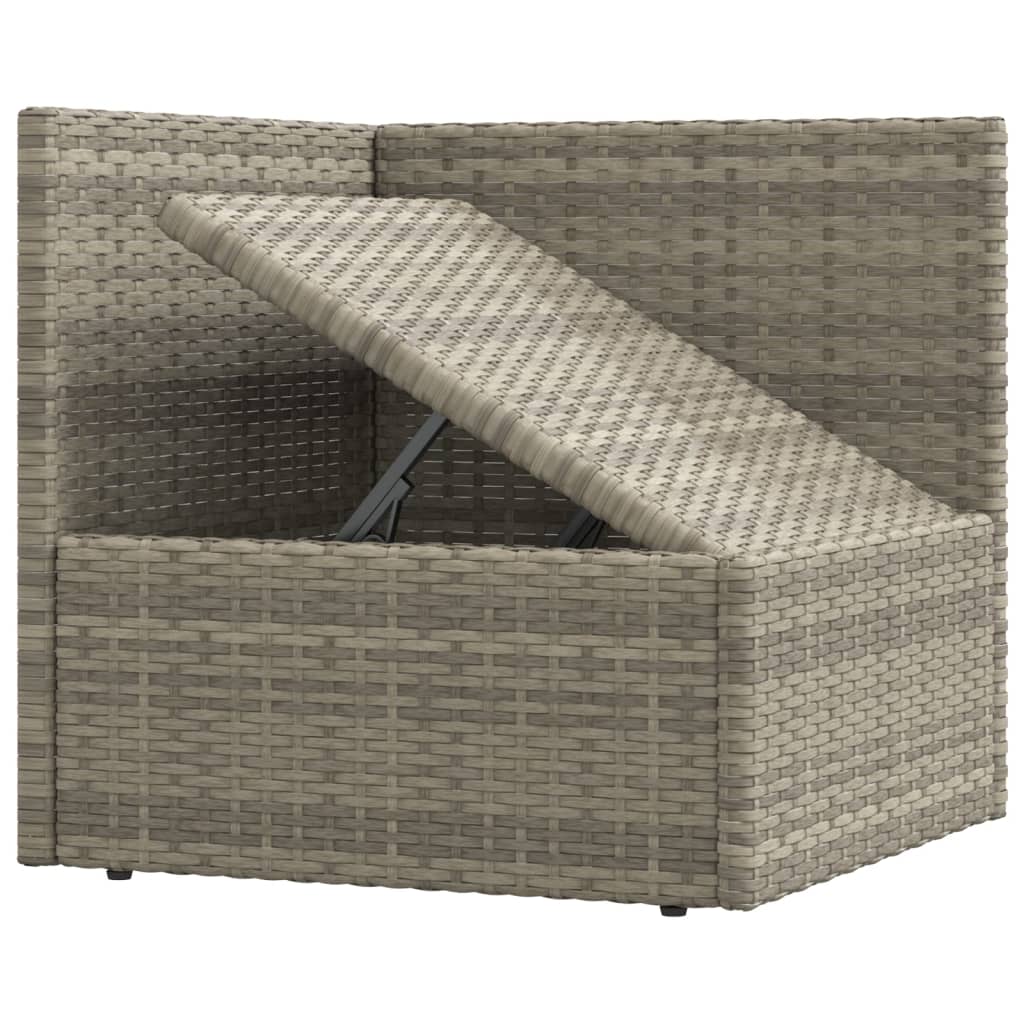 7-Delige Loungeset Met Kussens Poly Rattan Grijs 1 4x corner + 2x middle + footrest