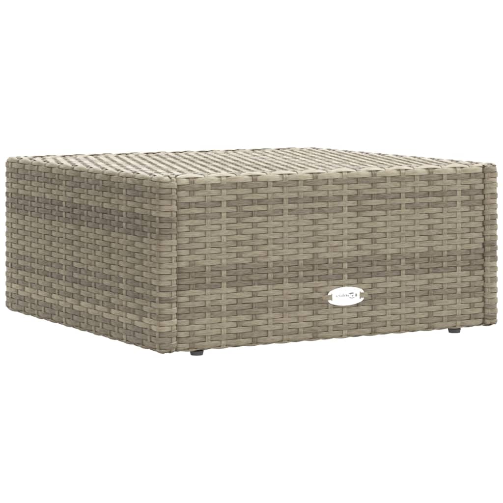 7-Delige Loungeset Met Kussens Poly Rattan Grijs 1 4x corner + 2x middle + footrest