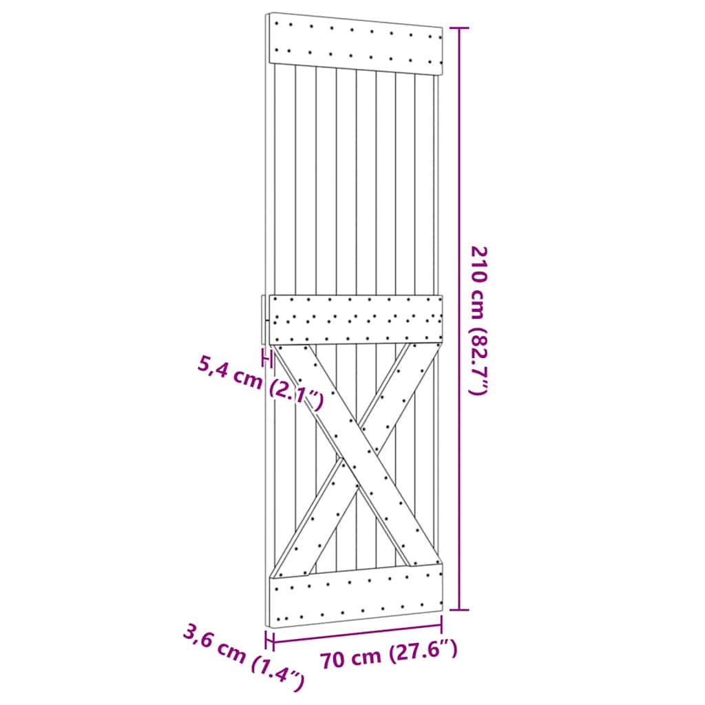 Deur NARVIK 70x210 cm massief grenenhout