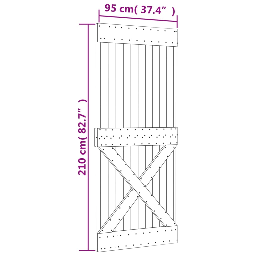 Deur 95X210 Cm Massief Grenenhout