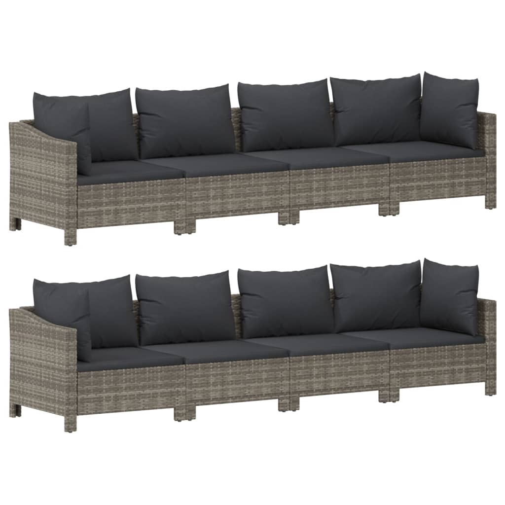 9-Delige Loungeset Met Kussens Poly Rattan Grijs