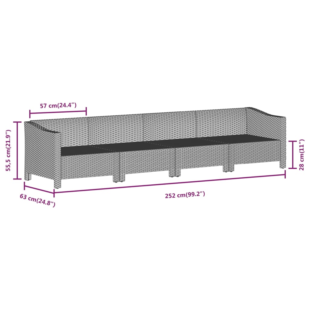 9-Delige Loungeset Met Kussens Poly Rattan Grijs