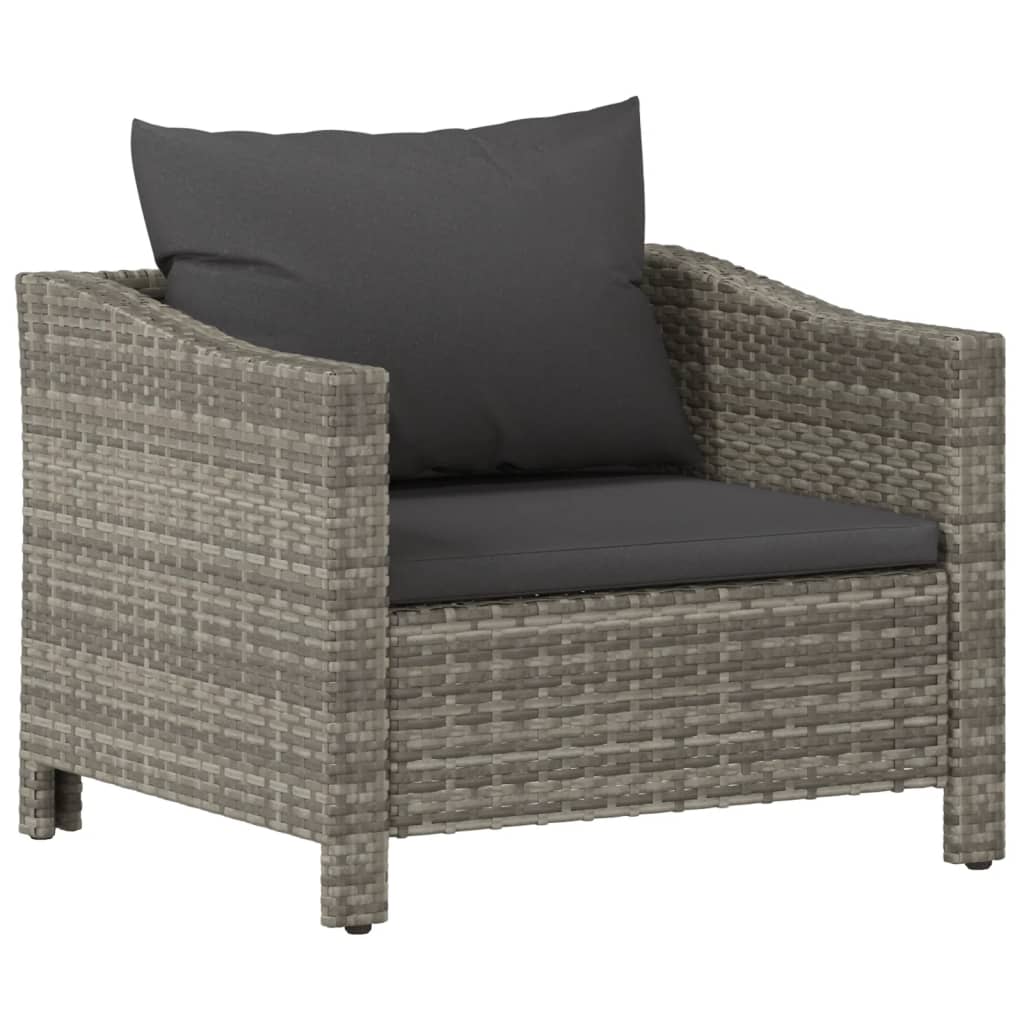 8-Delige Loungeset Met Kussens Poly Rattan Grijs 1 3x armchair + corner + 3x middle + footrest