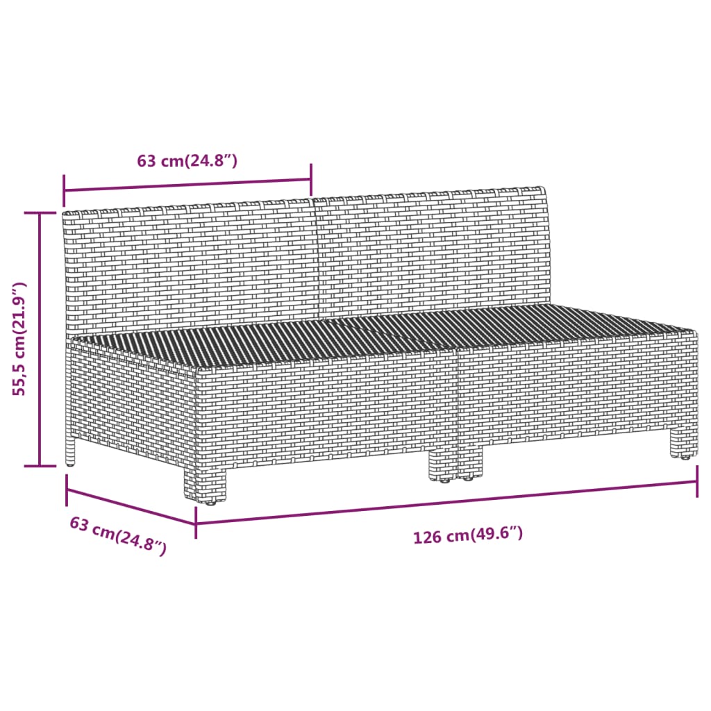 8-Delige Loungeset Met Kussens Poly Rattan Grijs 1 3x armchair + corner + 3x middle + footrest