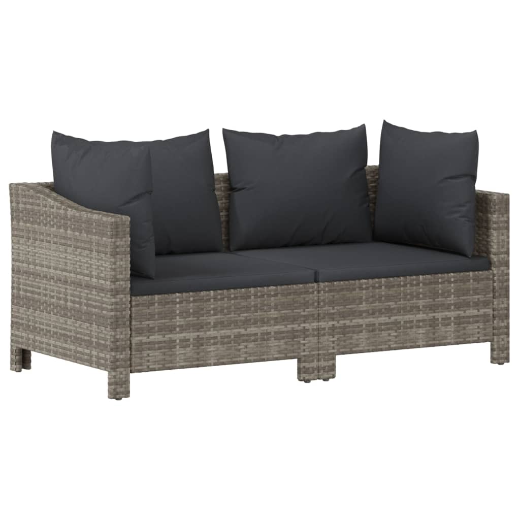 7-Delige Loungeset Met Kussens Poly Rattan Grijs 1 4x Fauteuil + hoek + 2x midden