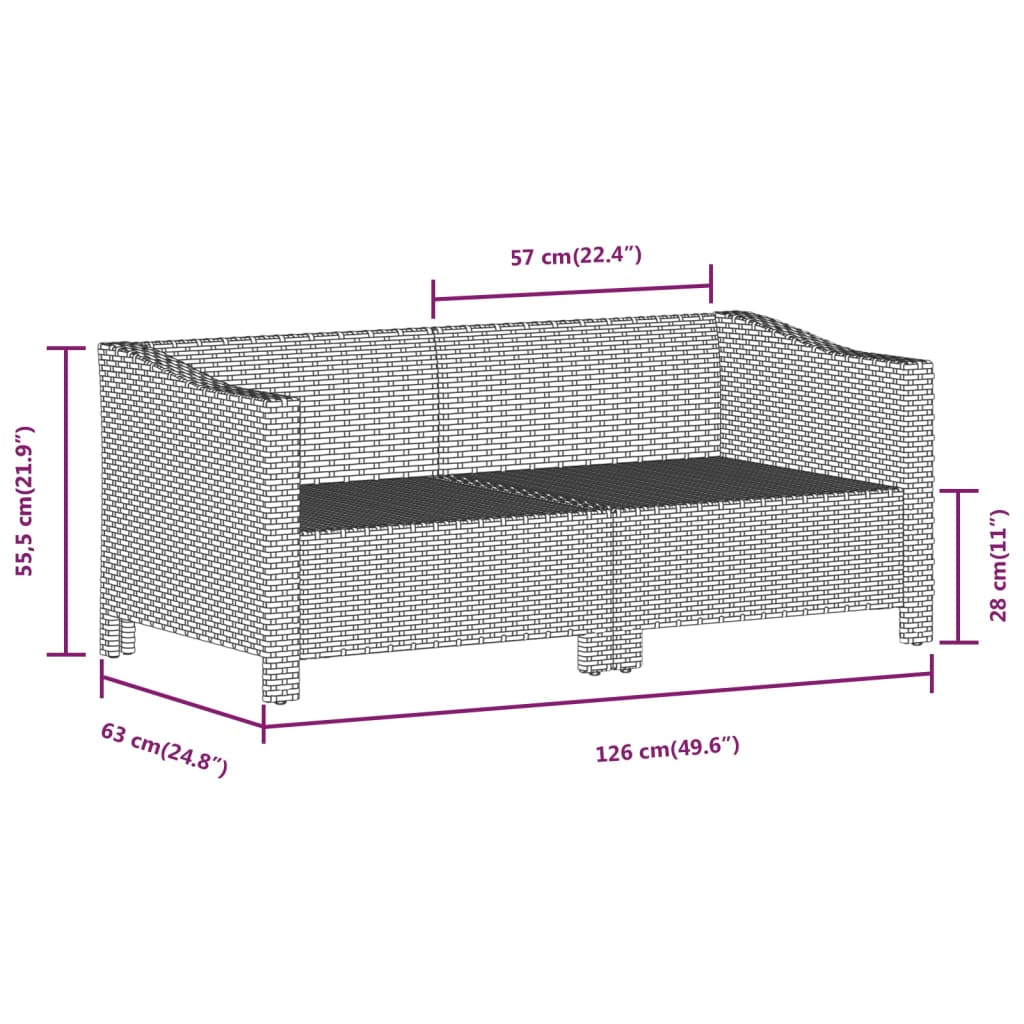 7-Delige Loungeset Met Kussens Poly Rattan Grijs 1 4x Fauteuil + hoek + 2x midden