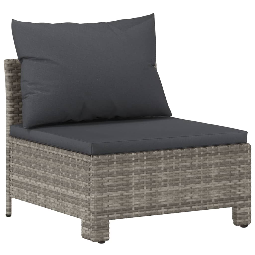 7-Delige Loungeset Met Kussens Poly Rattan Grijs 1 2x corner + 3x middle + 2x armchair