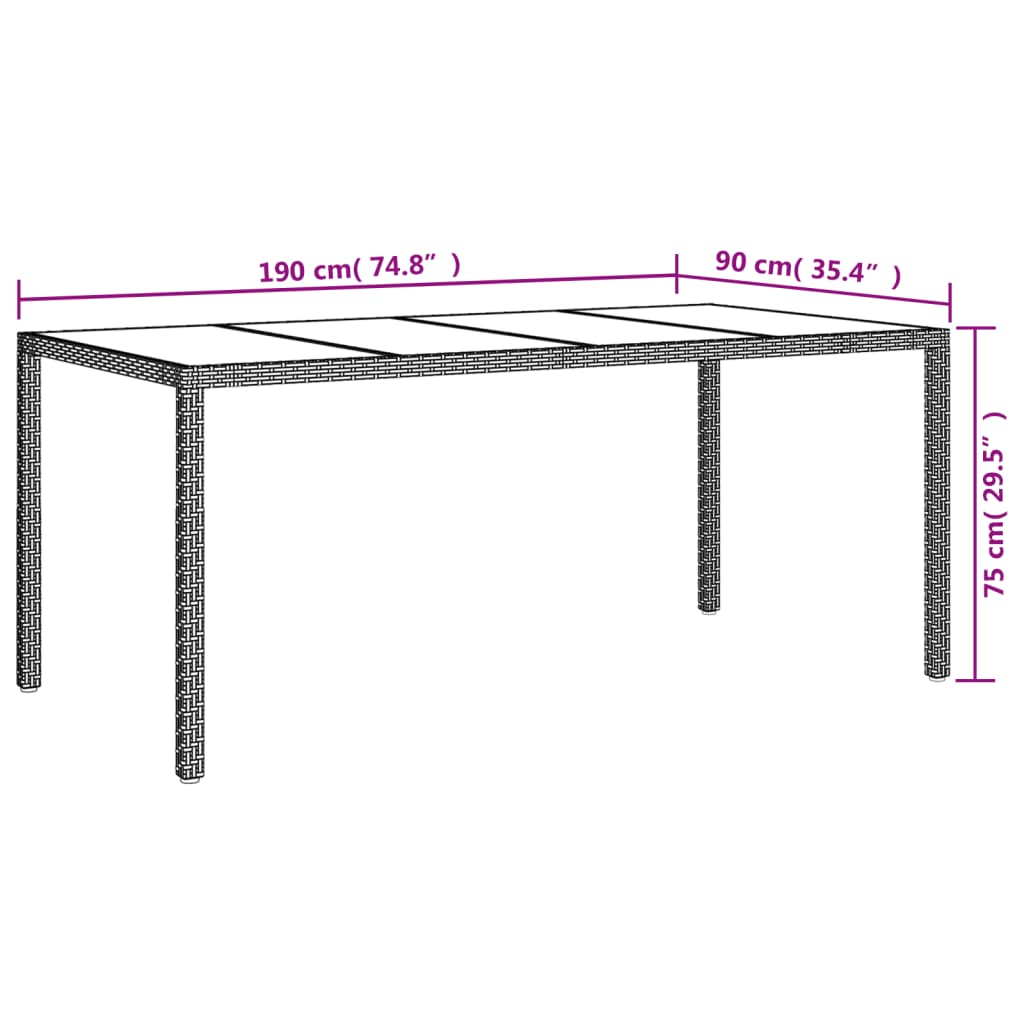 9-delige Tuinset poly rattan zwart