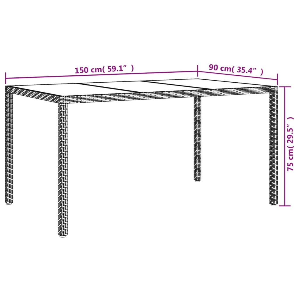 7-delige Tuinset met kussens poly rattan zwart