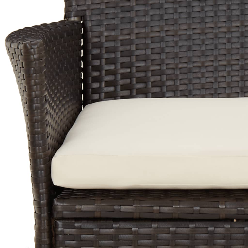 -Delige Bistroset Met Kussens Poly Rattan 3 Bruin en wit