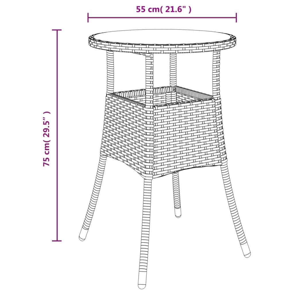 -Delige Bistroset Met Kussens Poly Rattan 3 Bruin en wit