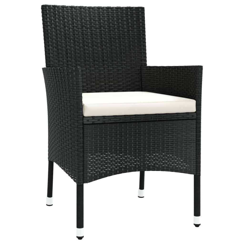 -Delige Bistroset Met Kussens Poly Rattan 5 Zwart en wit