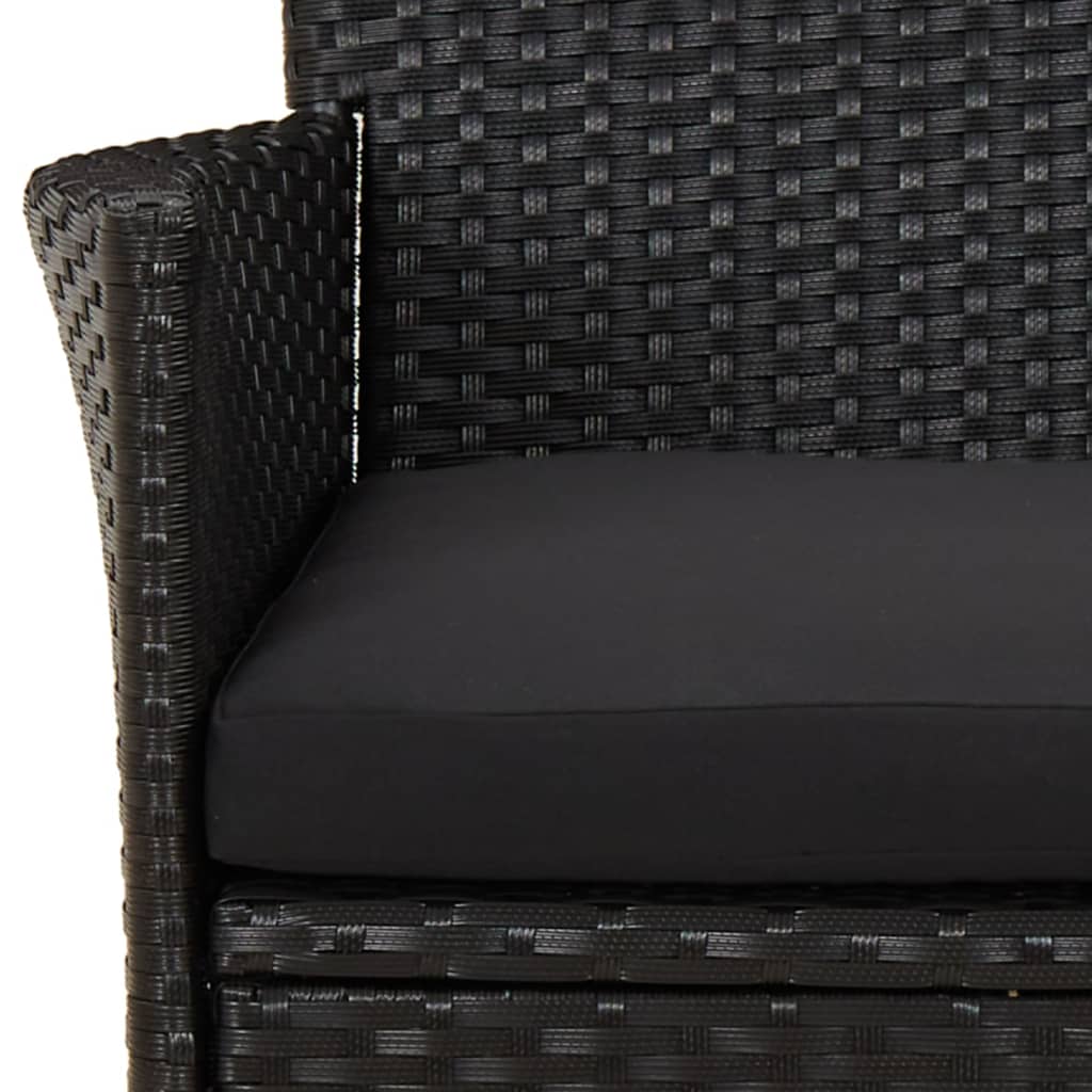 -Delige Bistroset Met Kussens Poly Rattan 3 Zwart