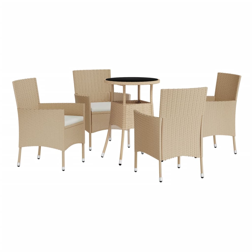 -Delige Bistroset Met Kussens Poly Rattan 5 Beige