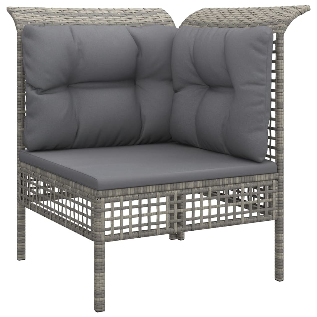 7-Delige Loungeset Met Kussens Poly Rattan Grijs