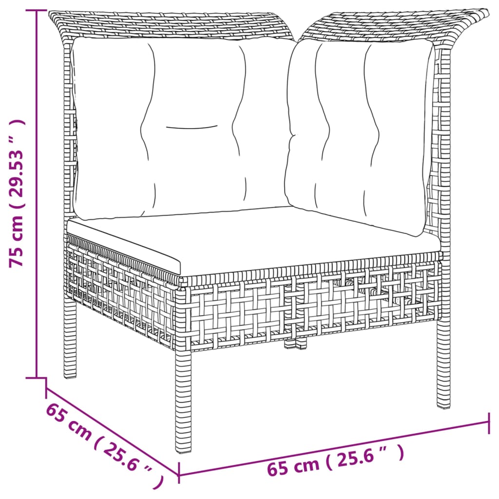 7-Delige Loungeset Met Kussens Poly Rattan Grijs