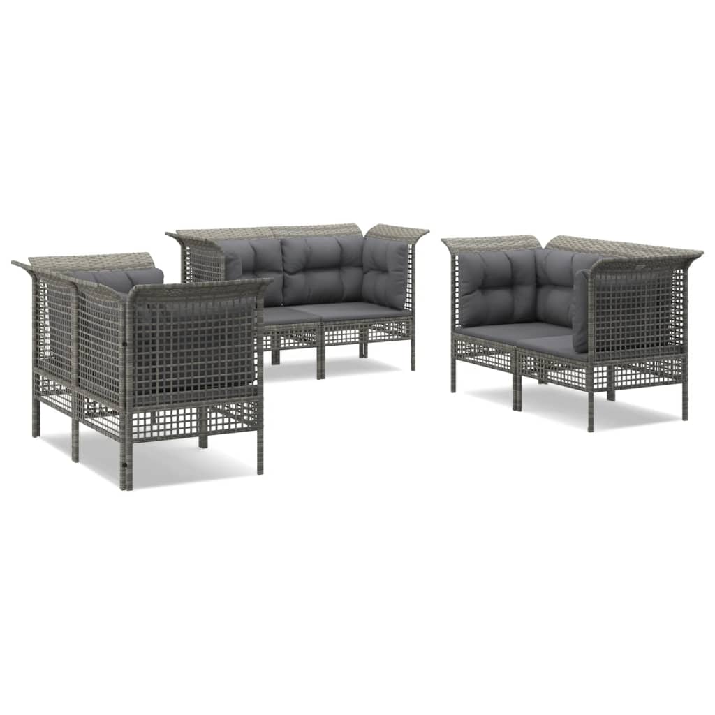 6-Delige Loungeset Met Kussens Poly Rattan Grijs 1 6x hoek