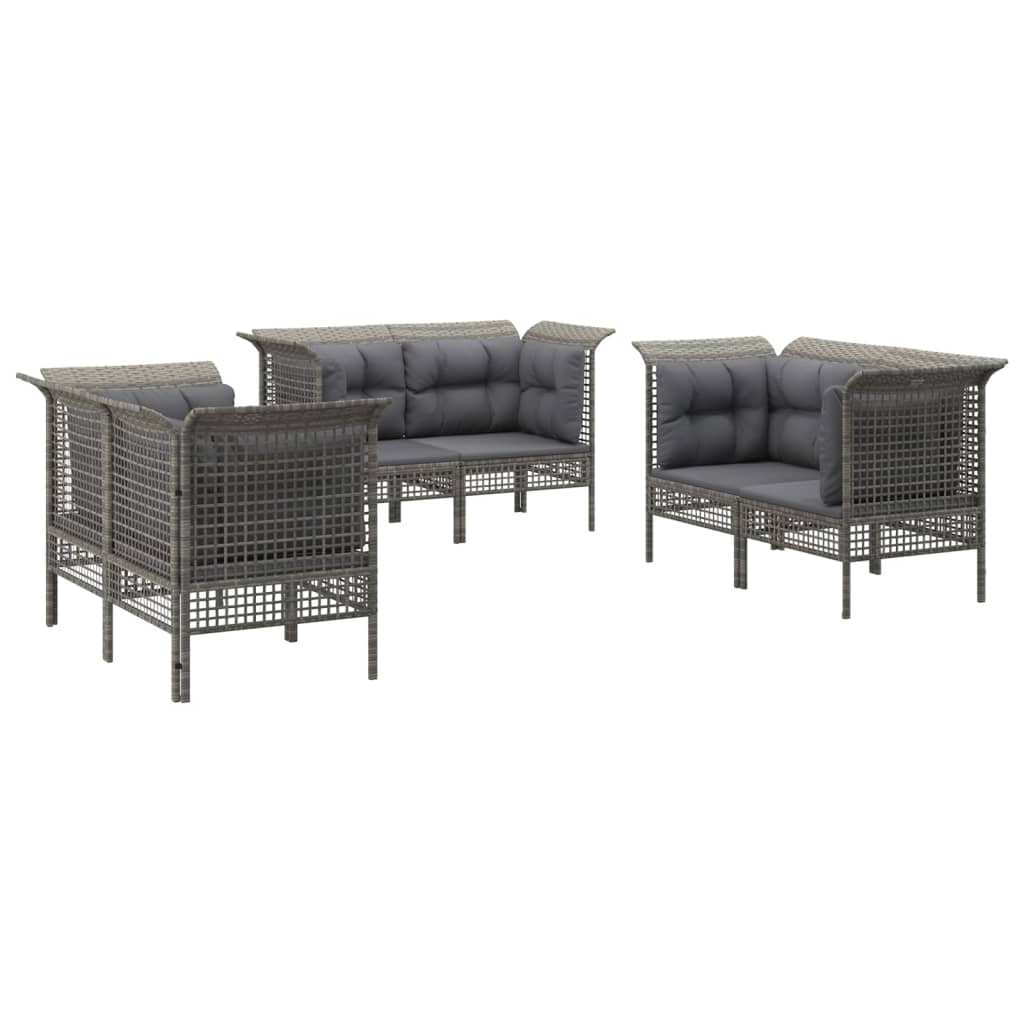 6-Delige Loungeset Met Kussens Poly Rattan Grijs 1 6x hoek