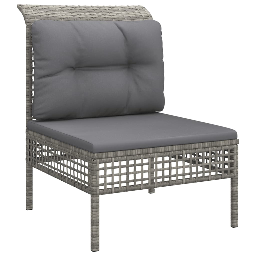 8-Delige Loungeset Met Kussens Poly Rattan Grijs 1 6x hoek + 2x midden