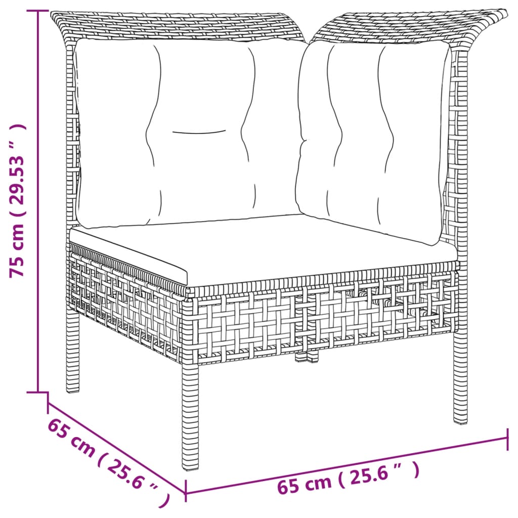 8-Delige Loungeset Met Kussens Poly Rattan Grijs 1 6x hoek + 2x midden