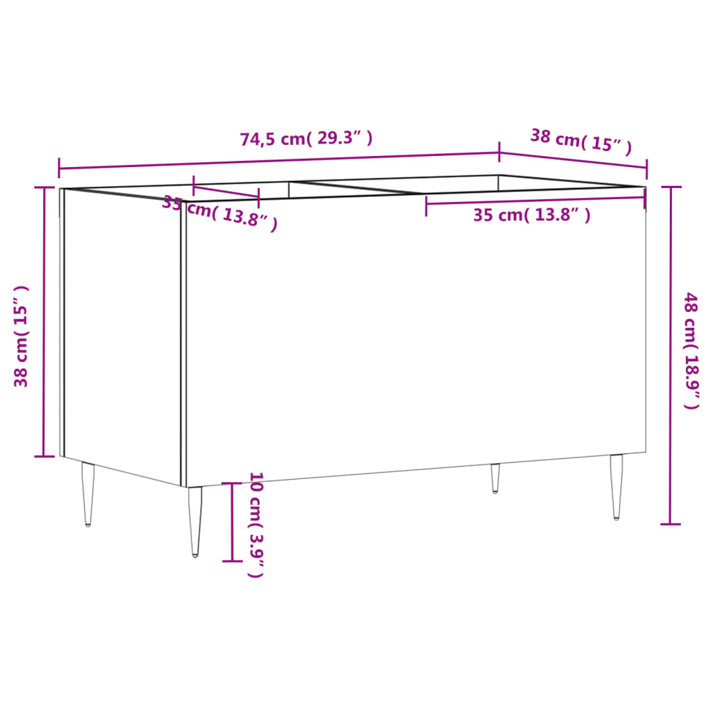 Platenkast 74,5X38X48 Cm Bewerkt Hout Bruin Eikenkleur 1