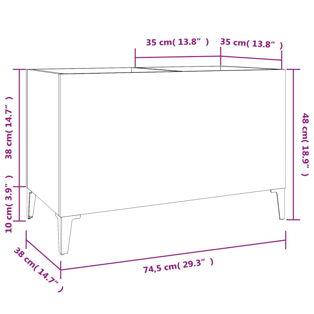 Platenkast 74,5X38X48 Cm Bewerkt Hout Zwart 1