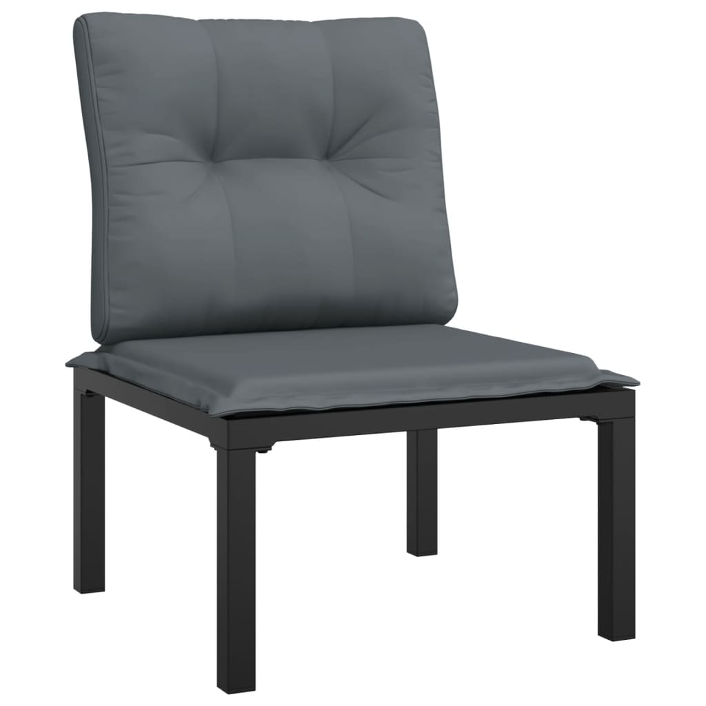 6-Delige Loungeset Poly Rattan Zwart En Grijs 1 2x hoek + 3x midden + Tafel