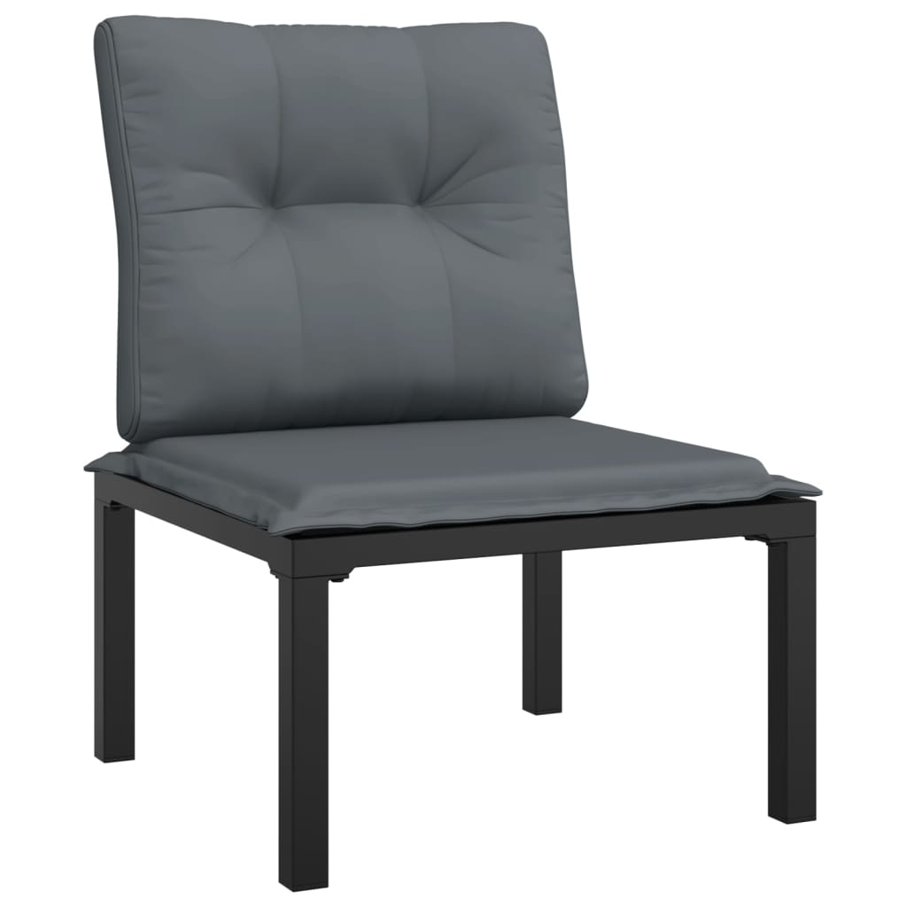 6-Delige Loungeset Poly Rattan Zwart En Grijs 1 2x hoek + 4x midden