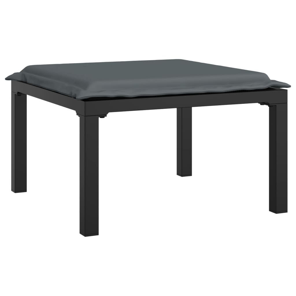 6-Delige Loungeset Poly Rattan Zwart En Grijs 1 hoek + 3x midden + voetensteun + Tafel