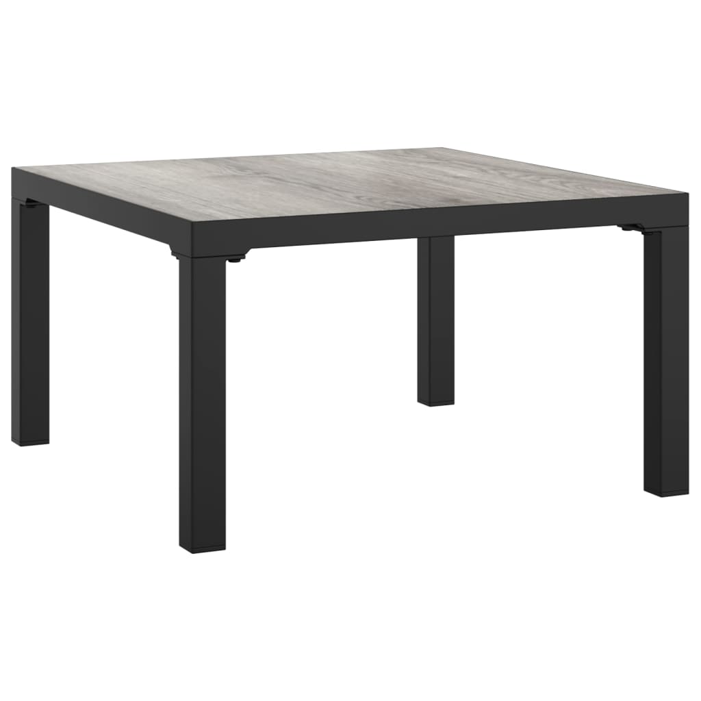 6-Delige Loungeset Poly Rattan Zwart En Grijs 1 hoek + 3x midden + voetensteun + Tafel