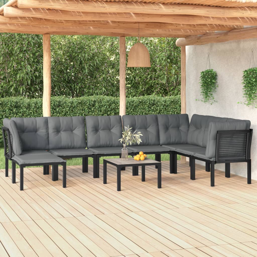 9-Delige Loungeset Poly Rattan Zwart En Grijs