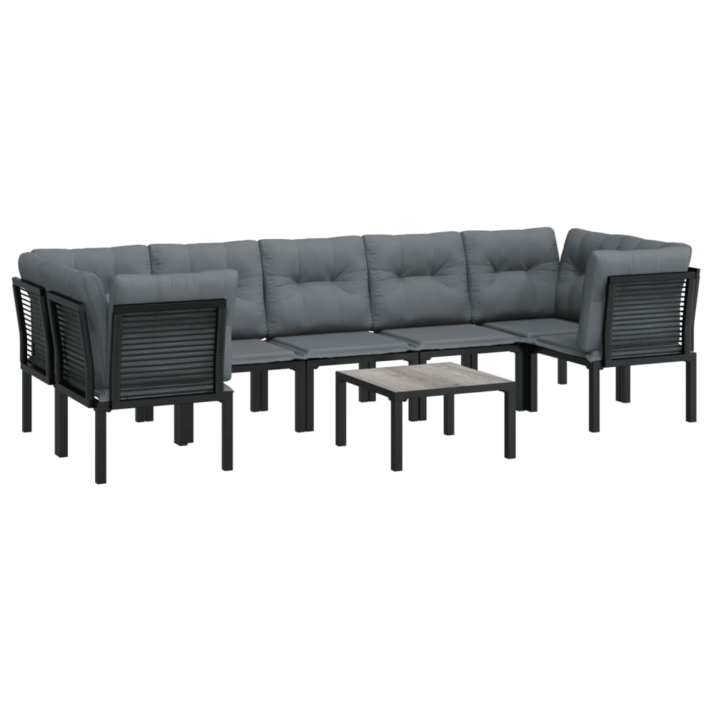 8-Delige Loungeset Poly Rattan Zwart En Grijs